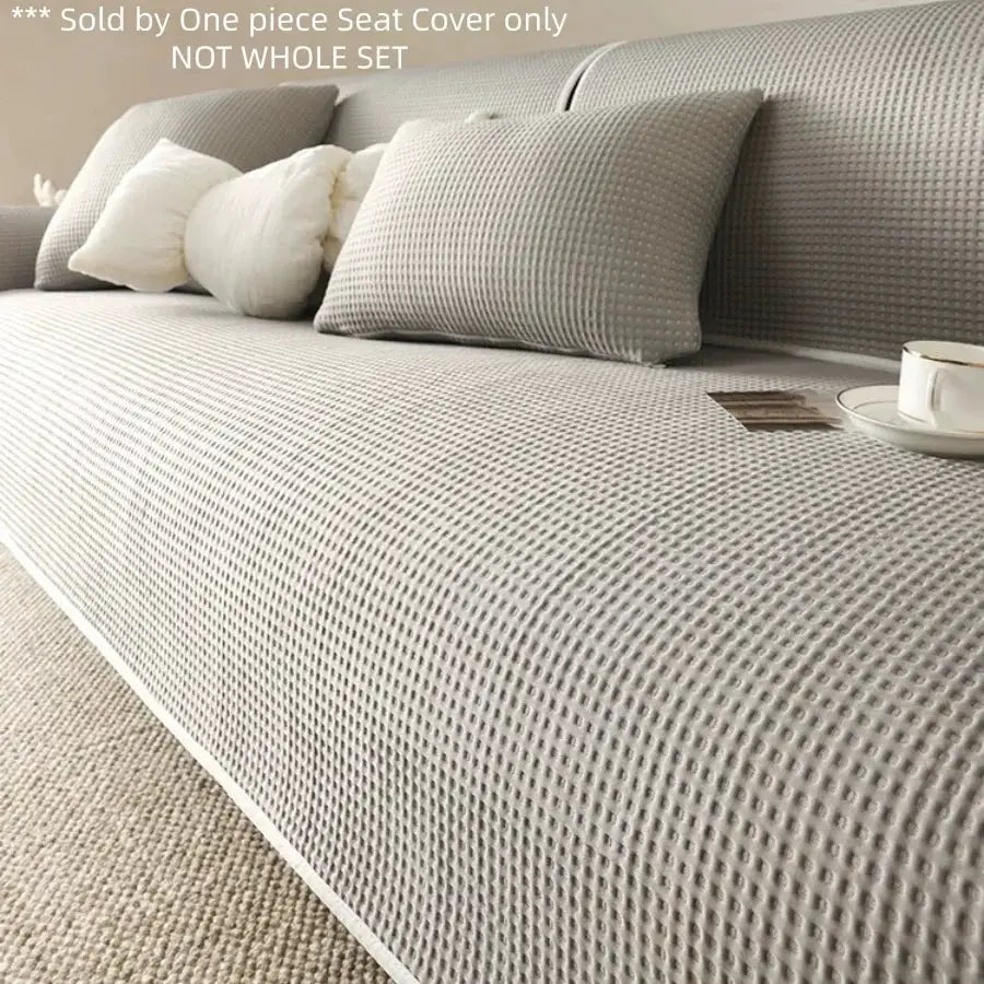 Simples Market Summer Cooling Touch anti-slip sofa cover in gray waffle texture for 1-4 seater sofas.
