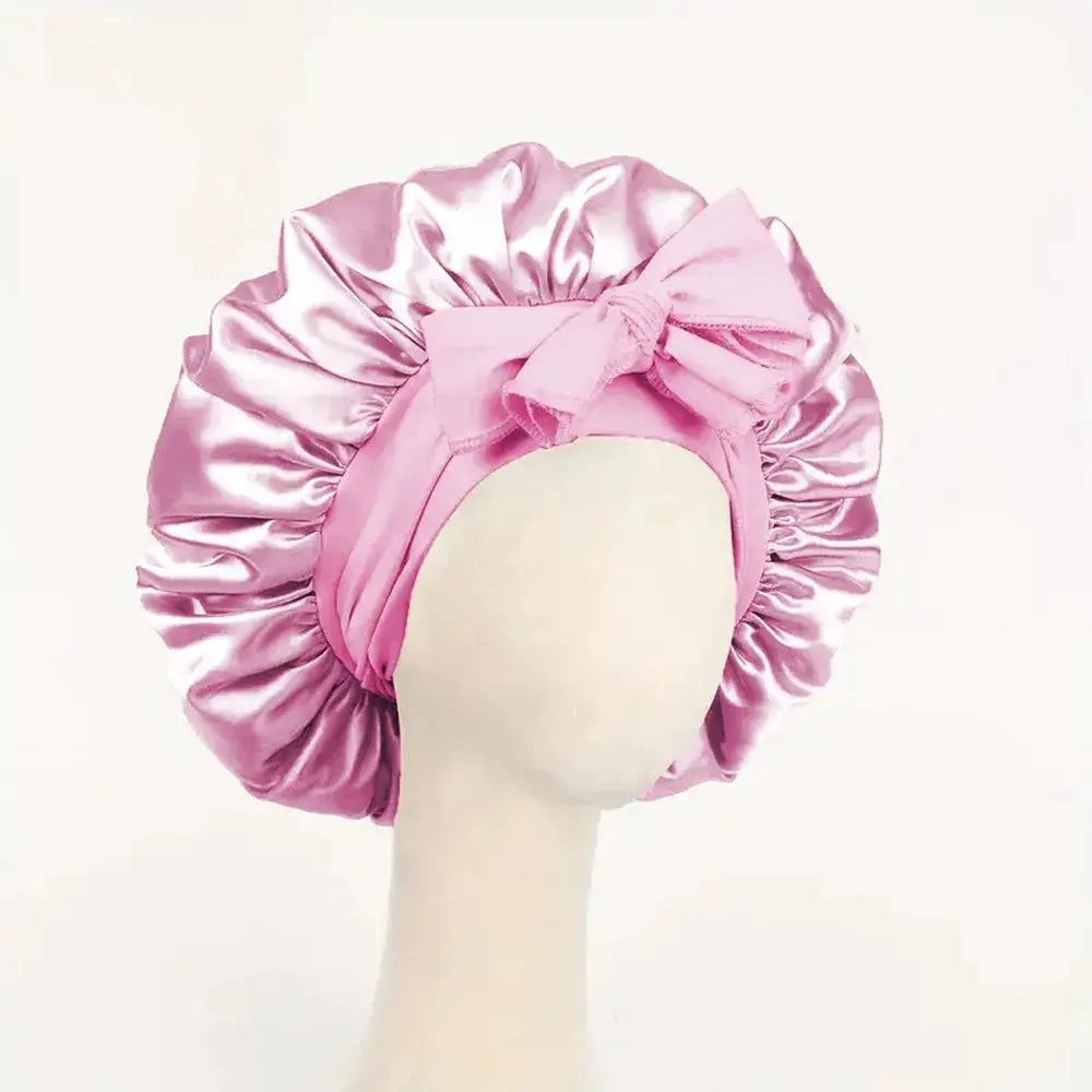 SilkNest Satin Silk Bonnet Adjustable Sleep Cap With Tie Band For Frizz Free Hair Keeps Hair Smooth Overnight
