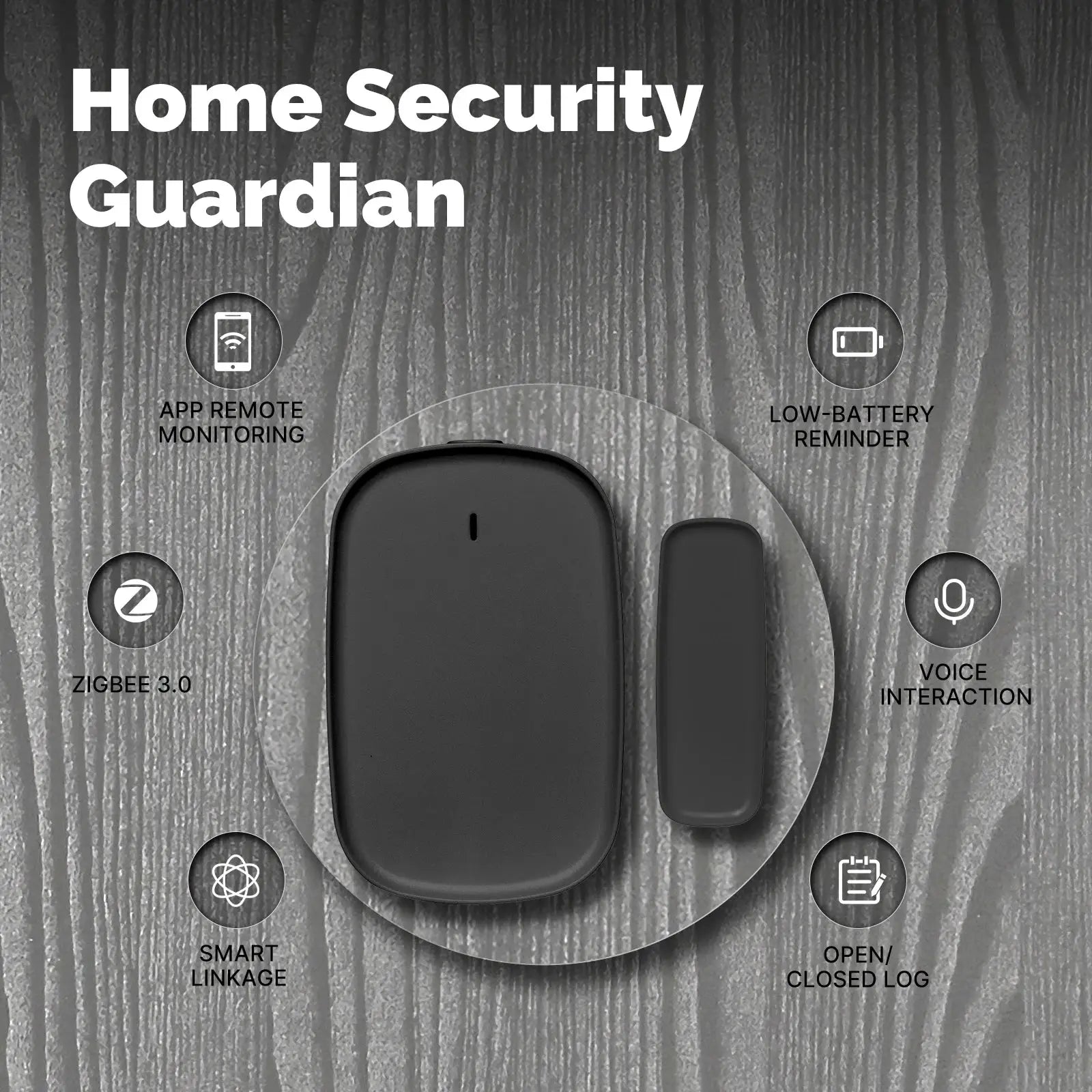 MOES ZigBee window/door sensor detector, black; TUYA app compatible, Simples Market smart home security gear