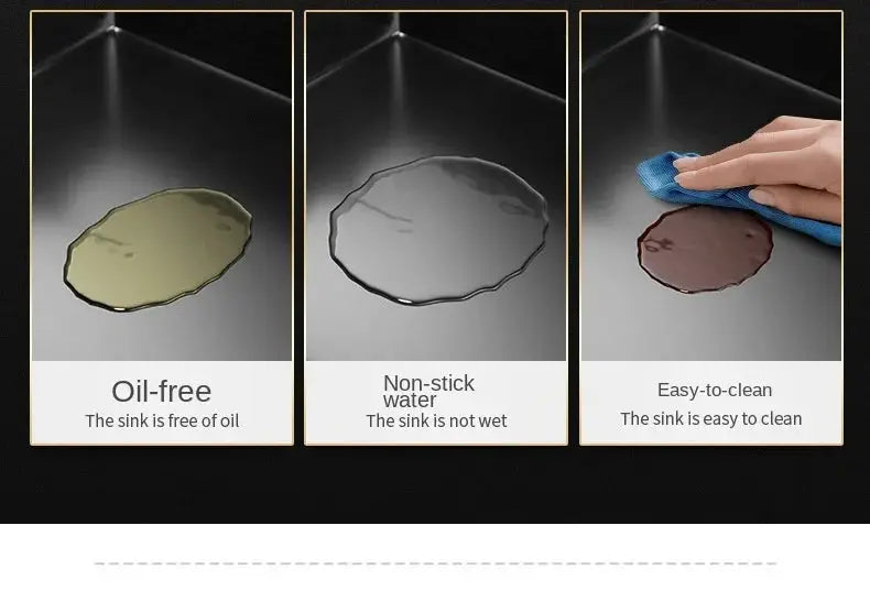 Simples Market Nano hidden kitchen sink cover, 304 stainless steel, 3-panel oil-free, non-stick, easy-to-clean