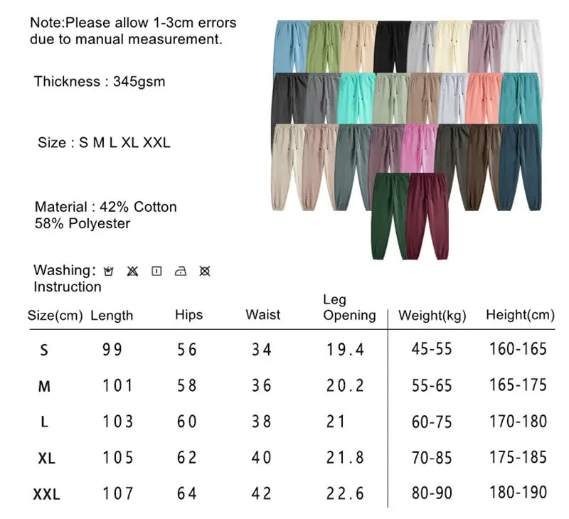 ZODF Trendy Men 345gsm fleece sweatpants, unisex joggers, Simples Market, multiple colors