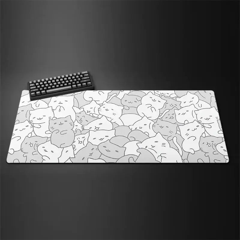 Kawaii Black Kitten Mouse Pad Large XXL Gaming Keyboard Mat for Home Office Bedroom Decor