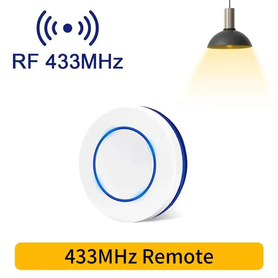 RF 433MHz Wireless 10A Relay Light Switch 220V 110V Mini Round Button Wall Panel Switch For LED Lamp