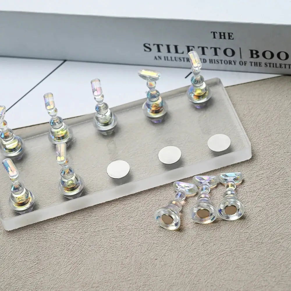Aurora Nails Transparent Magnetic Nail Stand For Acrylic False Nails Holder For Training And Display