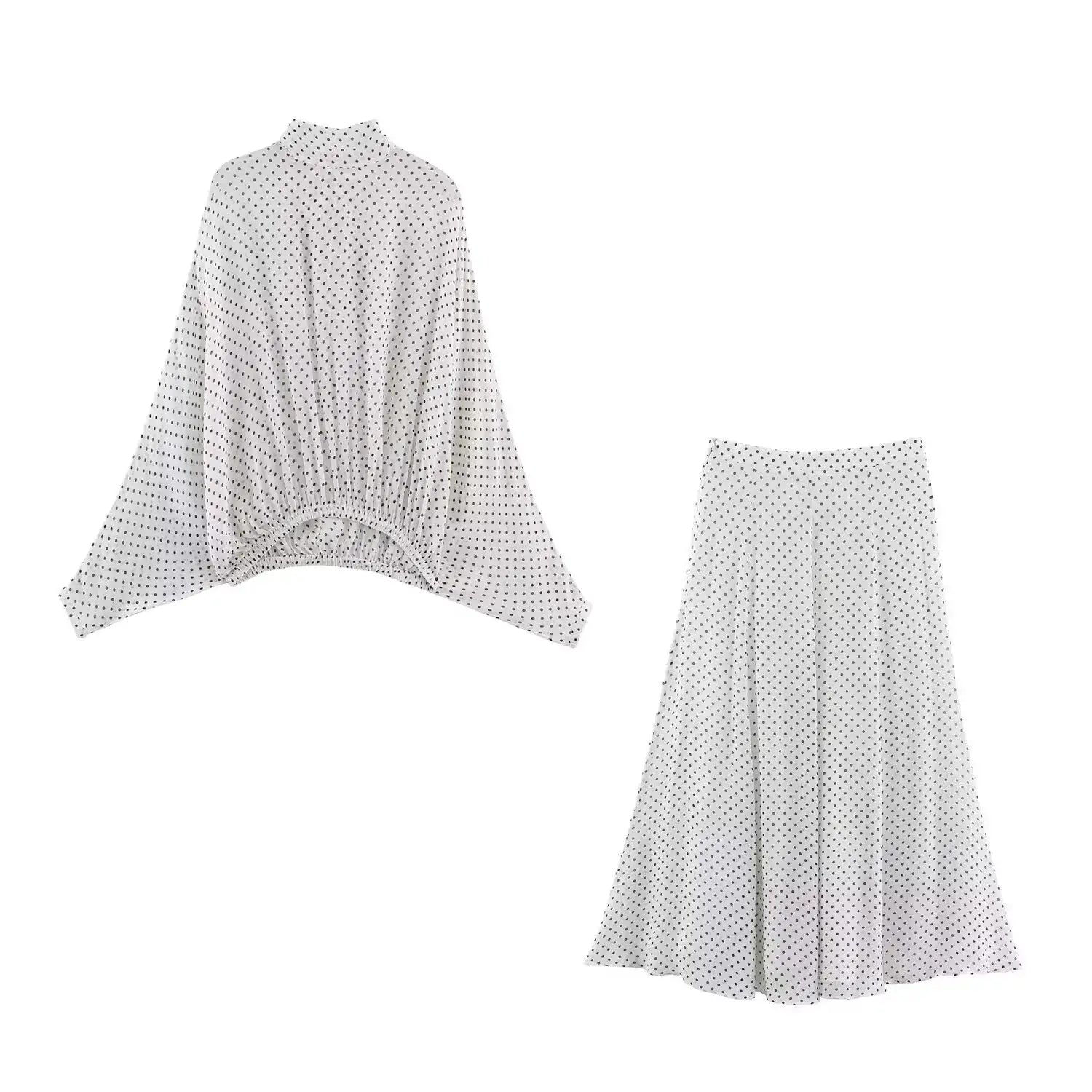 Kondala Polka Dot Women Sets Chiffon Bow Tie Blouses Skirts 2026