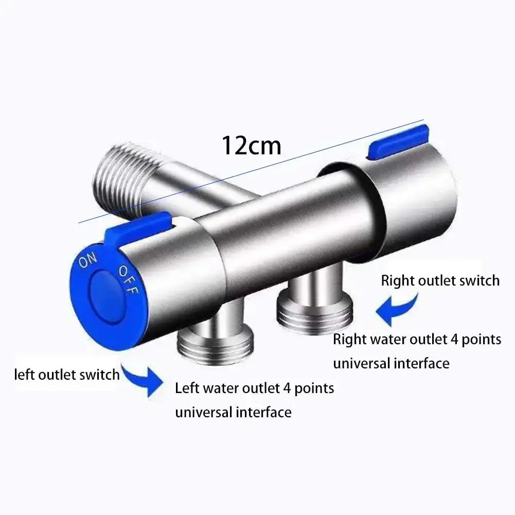 Double-handle stainless steel cold water faucet with blue handles for bathroom washing machine by Simples Market