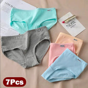 7Pcs women's cotton panties set in pastel solid colors by Simples Market