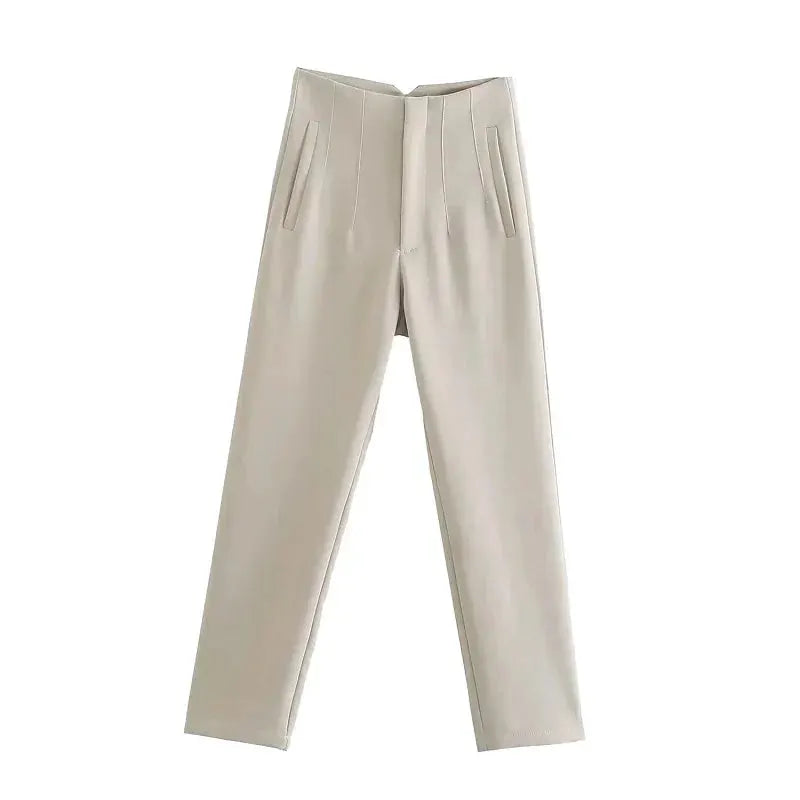 HXAO Ladies High Waist Formal Office Pants Pencil Trousers For Women Black Pink White