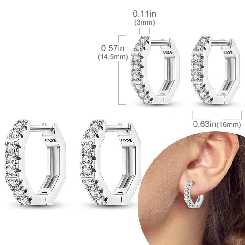 925 Sterling Silver Hoop Earrings Hypoallergenic Zirconia Hoops For Women Girls High Quality Fashion Jewelry