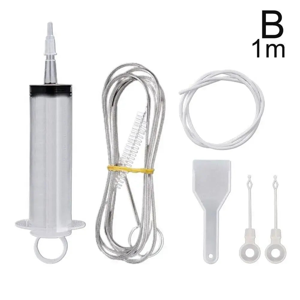 5 Piece Refrigerator Drain Cleaning Kit With Brush Suction Syringe And 1.5 Meter Hose For Fridge Drain Hole Cleaning