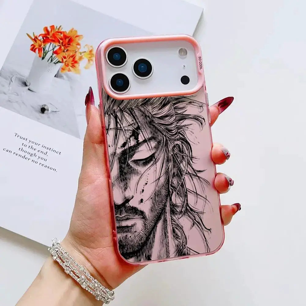 Phone case for iPhone by Simples Market, V-Vagabond S-Samurai anime design, pink bumper with clear back