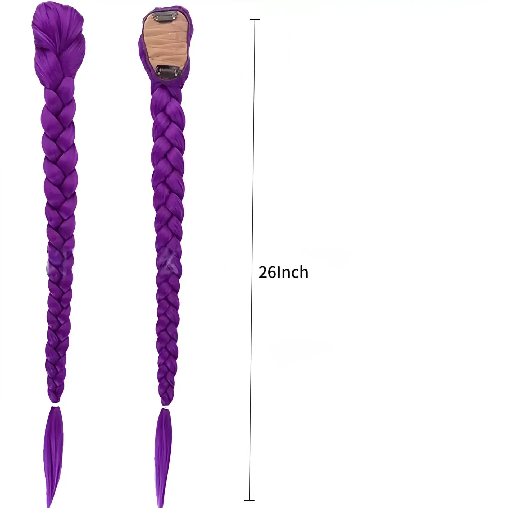 26 Inch Synthetic Braided Purple Hair Ponytail Rumi Costume Hairstyle Clips For Kids Girls Halloween Christmas