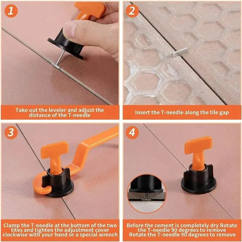 51 Piece Floor Tile Leveling System Kit With Clips And Spacers For Porcelain Ceramic Tile Laying And Wall Fixing