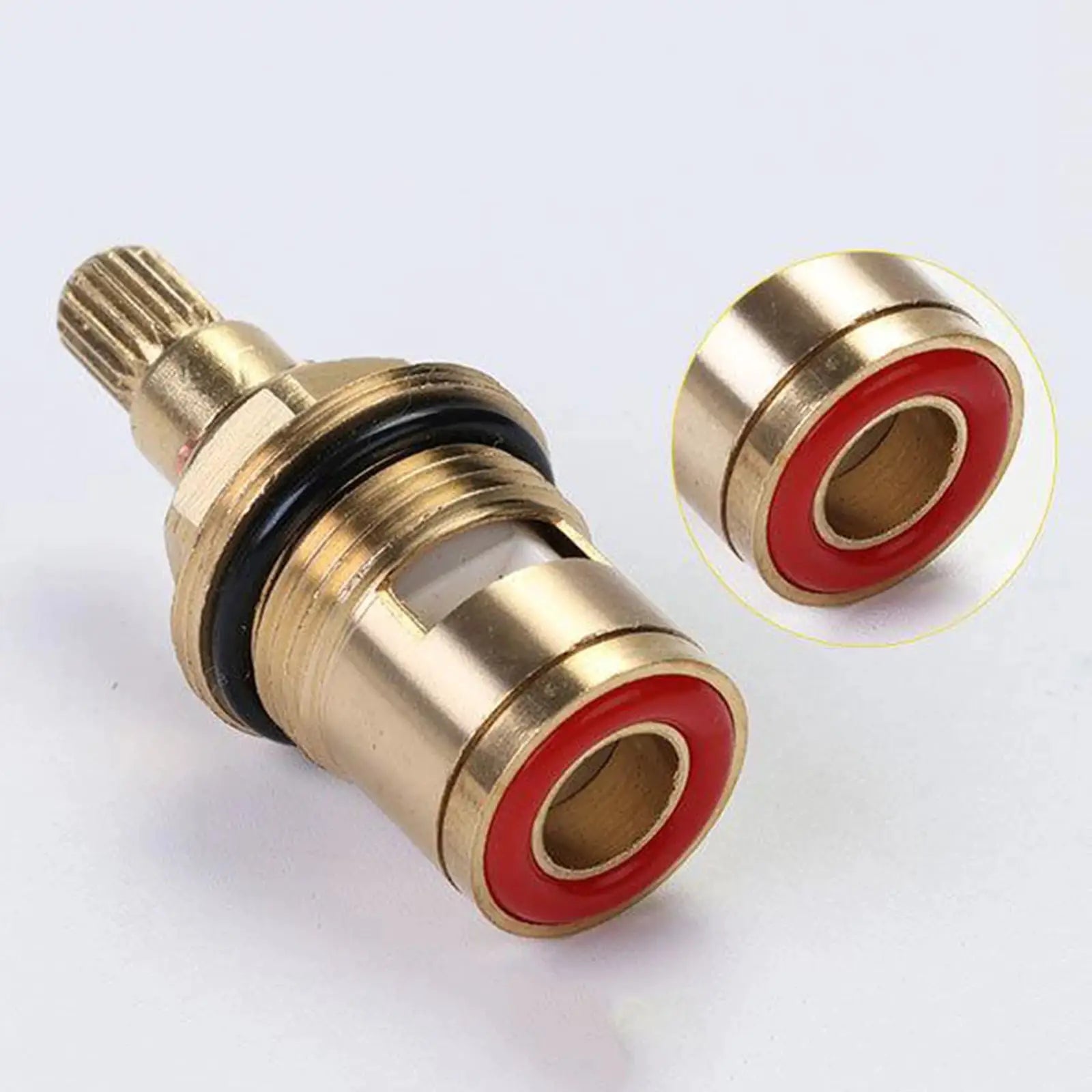 Simples Market 2pc brass universal tap valve set with ceramic disc cartridges and red seals