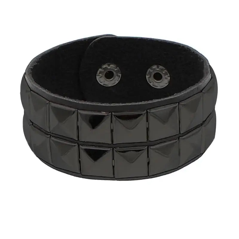 Punk Fashion Black Leather Cuff Bracelet with Metal Rivets and Studs for Men and Women Rock Gothic Jewelry 2024