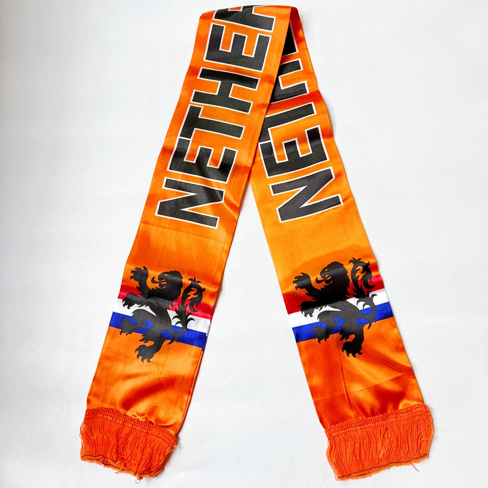 Double Sided Satin Scarf Flag USA Mexico Netherlands Iraq Haiti France