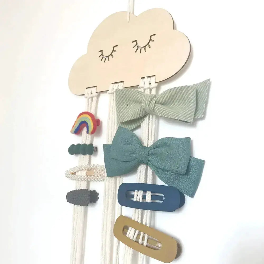 EW Solid Wood Clouds Model Jewelry Hairpin Bow Storage Tool Decorative Organizer For Small Accessories And Desk Decor