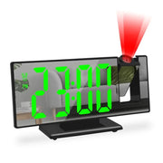 USB powered digital projection alarm clock with 180° projection and large green LED time display
