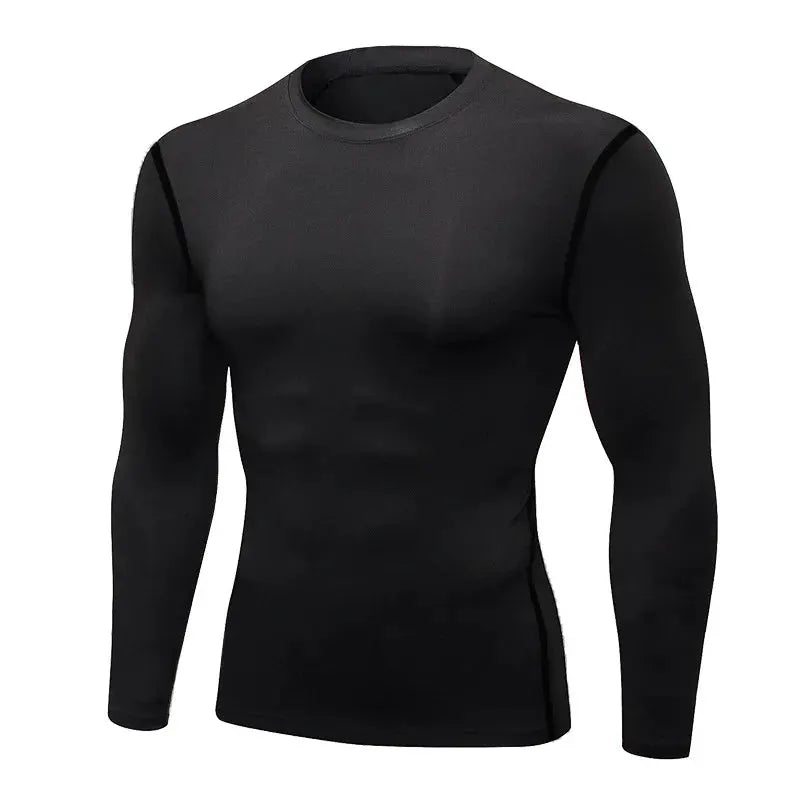 Men's Long Sleeve Thermal Underwear Top Thin Tight Fit Fast Dry Elastic Fitness Wear For Autumn And Winter