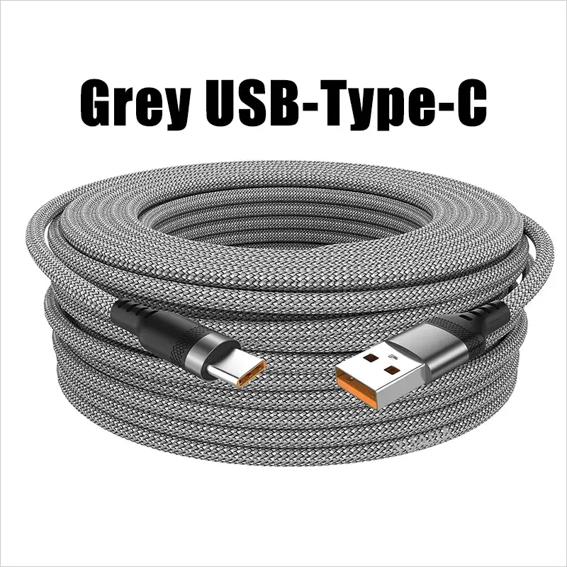 HyperCharge USB Type C Braided Extended Cable 3m 5m 8m Fast Charging And Data For Huawei Xiaomi Oppo Durable