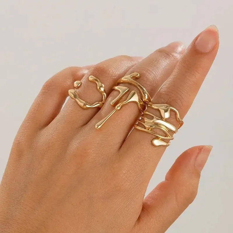 Hollowed Out 2025 Electroplated Gold Wide Ring Elegant Yet Simple Fashion Jewelry Gift For Loved Ones