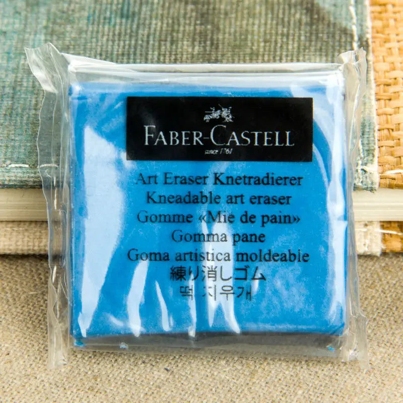 Faber-Castell Plasticity kneadable art eraser in blue, packaged in clear plastic
