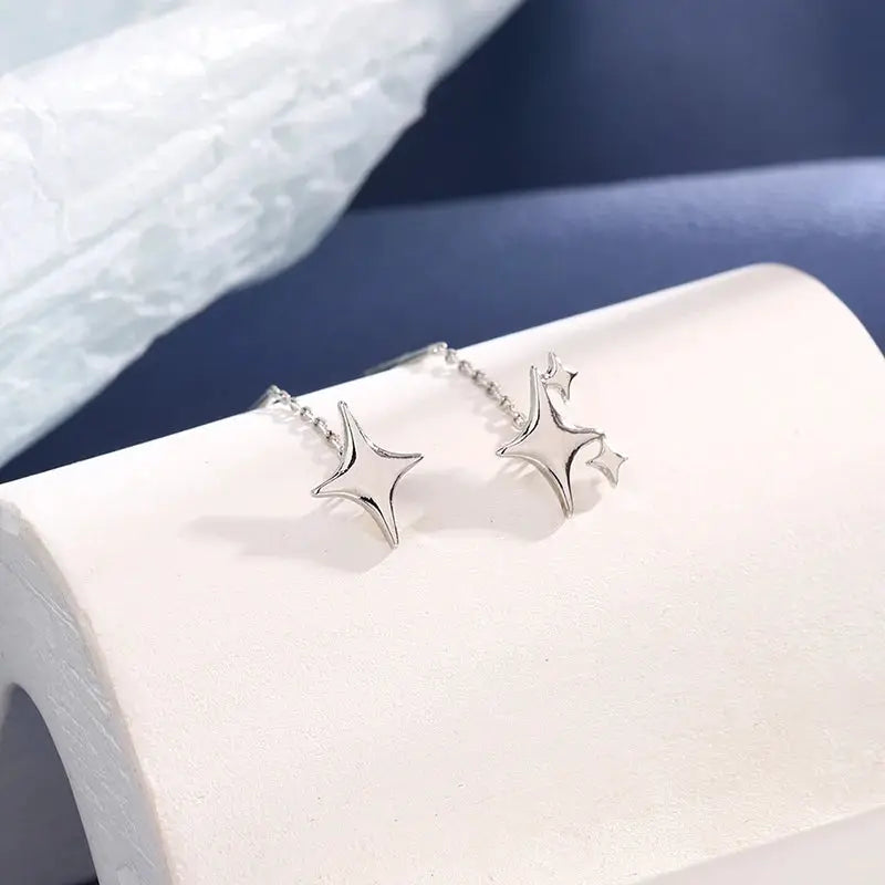 New Korean Style Star Drop Earrings With Tassel Chain Ear Wires For Women Jewelry