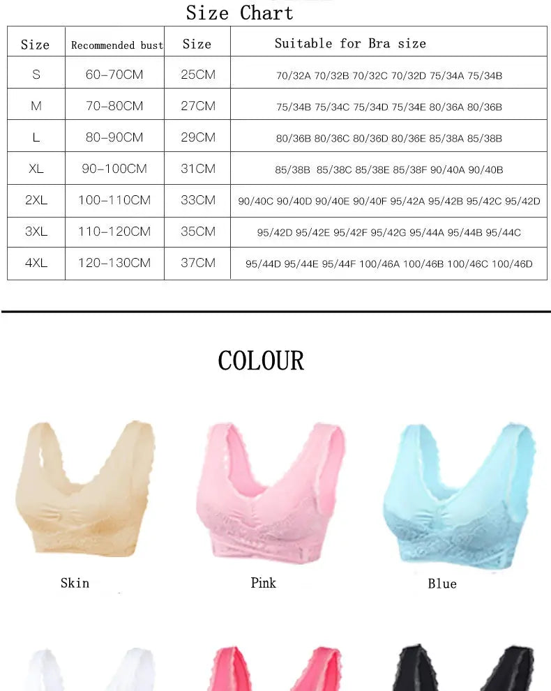 Simples Market lace sports bra S-4XL in nude, pink and blue color options