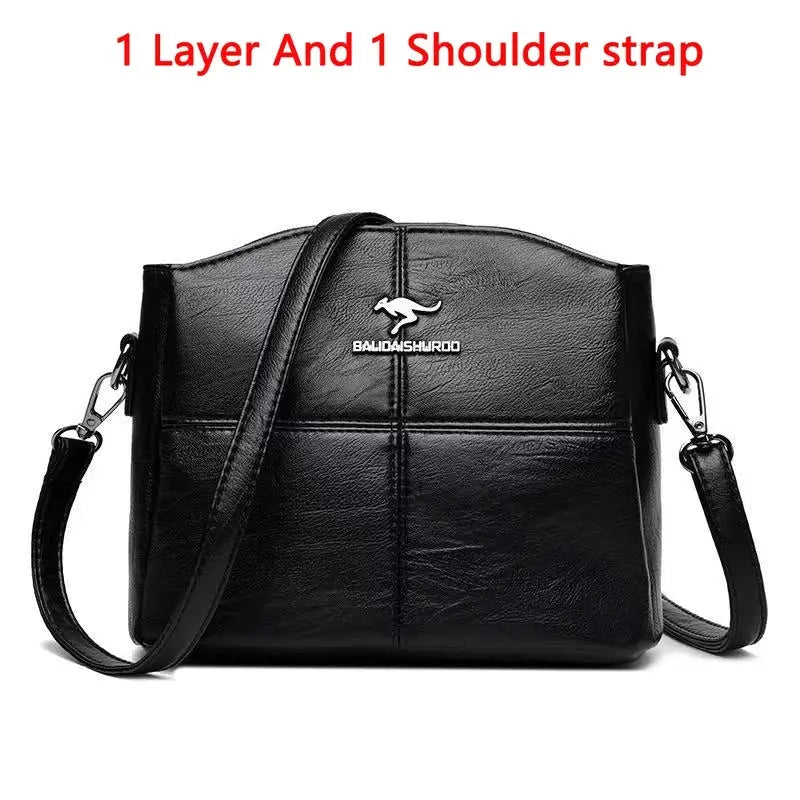 NobleGrace Soft Leather Luxury Handbag Women Triple Layer Tote Large Capacity Shoulder And Crossbody Bag
