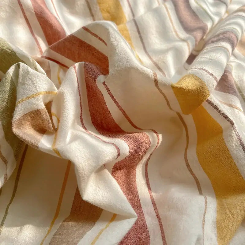 Striped 100% cotton bedding set with duvet cover and pillowcases in mustard, rust, cream from Simples Market