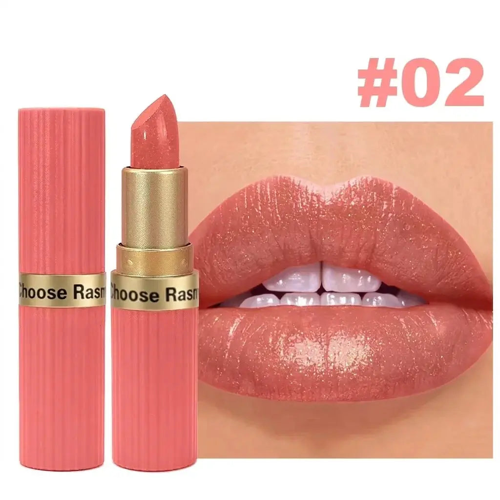 LuxeGleam Pearlescent Pink Glitter Velvet Lipstick Metallic Waterproof Long Lasting Matte Shimmer Finish