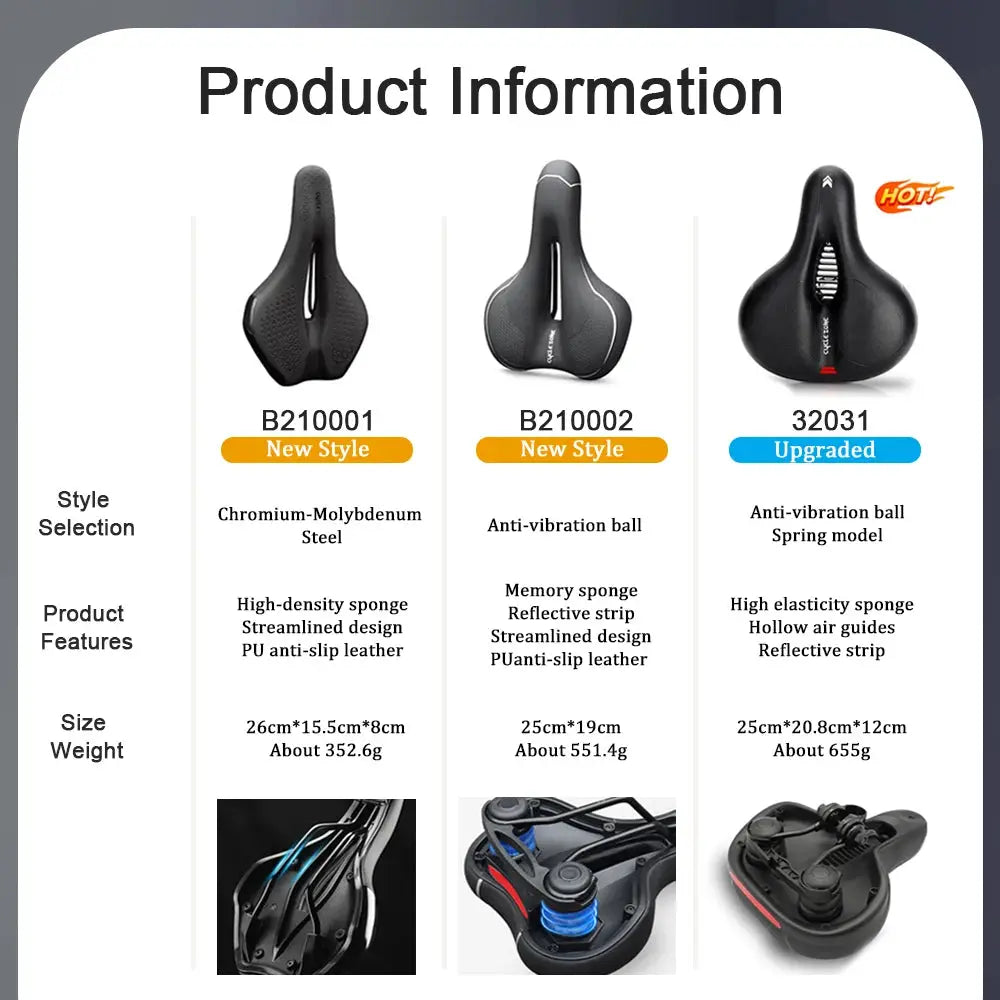 Hollow Breathable Bicycle Saddle For Men And Women MTB Road Bike Seat Shock Absorbing Comfort For Big Butt