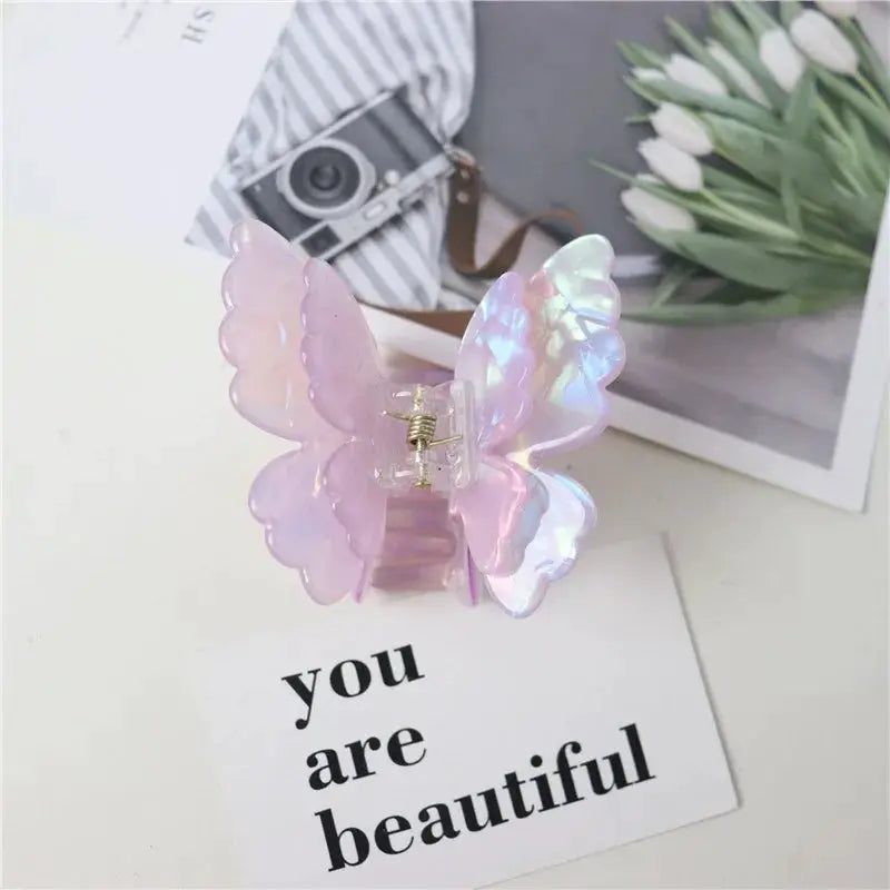 Colorful Butterfly Hair Clips For Women And Girls Pearlescent Fairy Gripper Clips Beach Summer Accessories