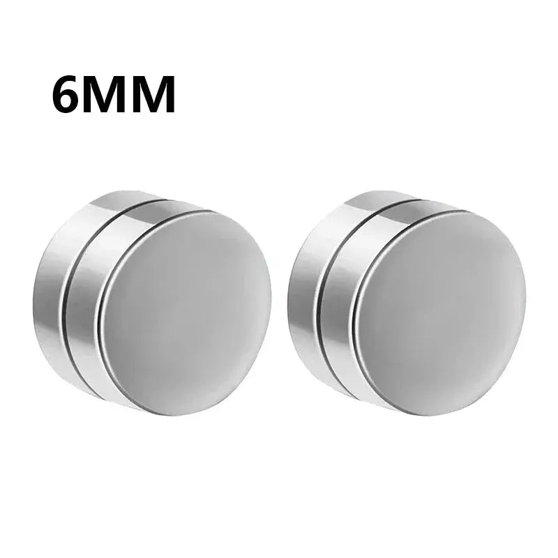 Crystal Magnetic Ear Stud Clip Earrings For Men And Women Unisex Non Piercing Punk Round Zircon Stainless Steel