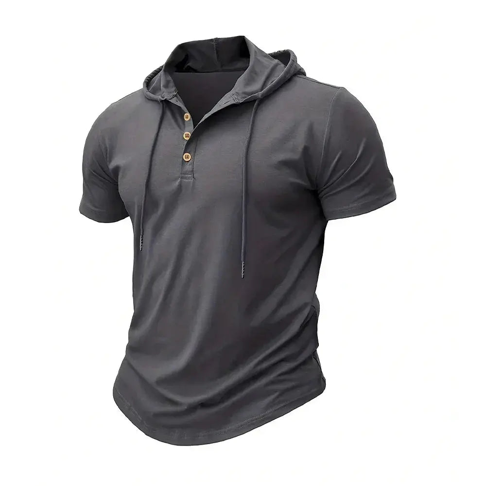 Men's Slim Fit Hooded Short Sleeve Tee Breathable Lightweight Sports Top For Fitness And Summer Wear