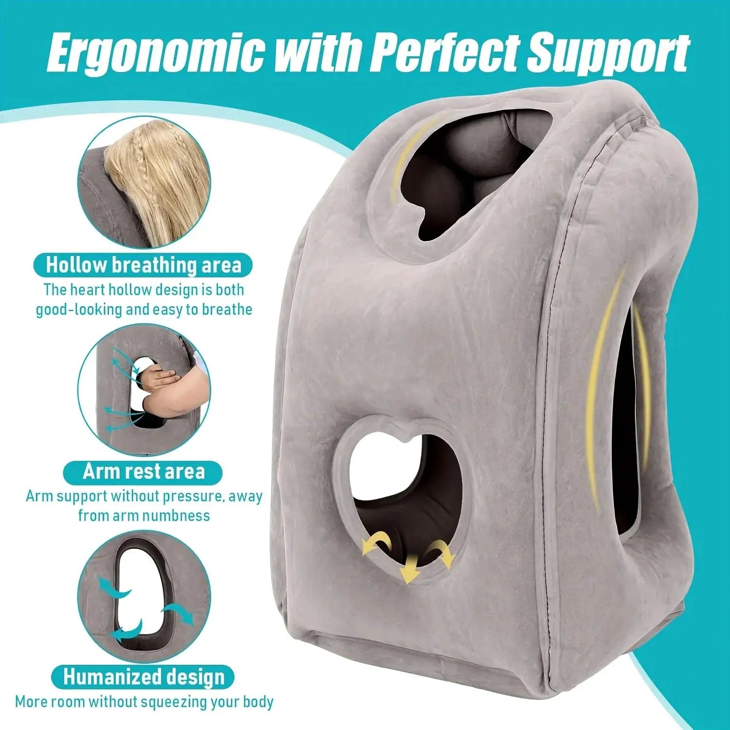 Inflatable Travel Pillow With Patented Valve For Adjustable Neck And Head Support Lightweight Thanksgiving Gift