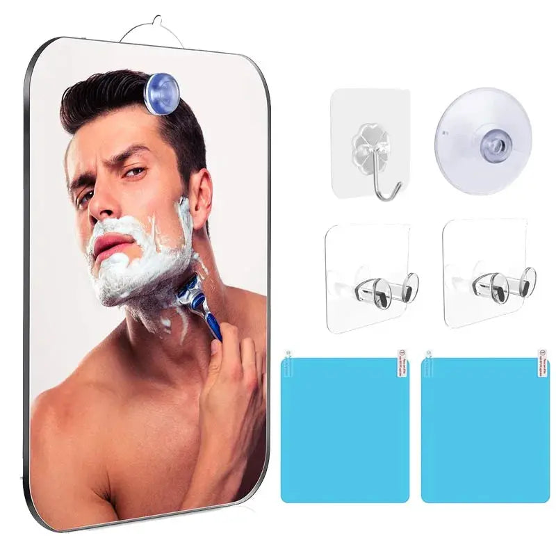 Simples Market acrylic fogless shower mirror with anti-fog coating and wall-mount hardware kit