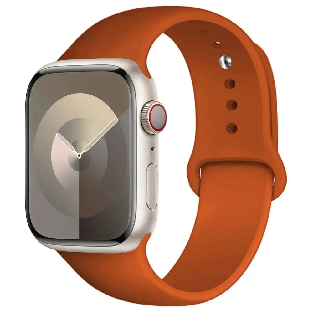 Silicone Apple Watch band, orange sport bracelet for 38–45mm case sizes