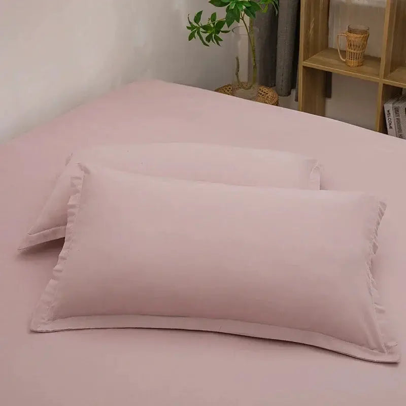 2pc pink envelope-style decorative pillowcase set for 48x74 cm cushions, solid color