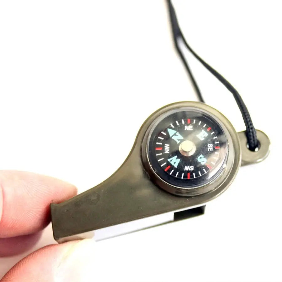 High Decibel Emergency Rescue Whistle With Compass And Thermometer Keychain For Camping Hiking And Outdoor Activities