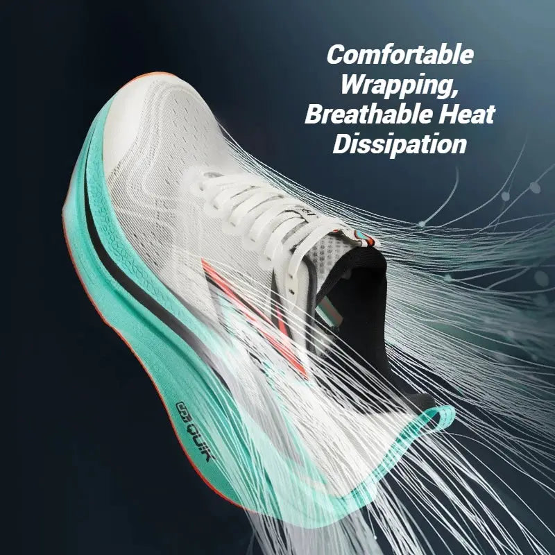 361 Degrees Flame 4.0 MIX men's running shoes with white mesh upper and turquoise sole