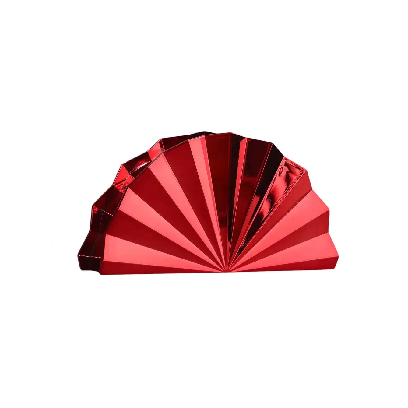 Clutch bag red metallic fan-shaped acrylic evening purse