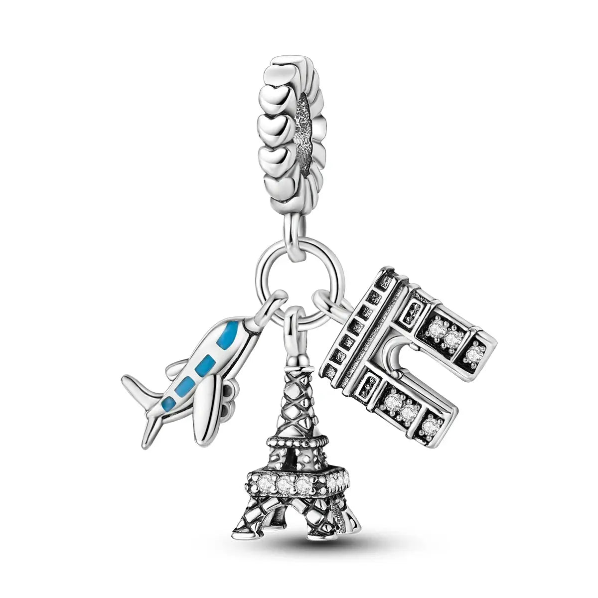 Travel Charm 925 Silver Plane Pendant Eiffel Tower Bead Charm For Bracelet Women Fashion Jewelry