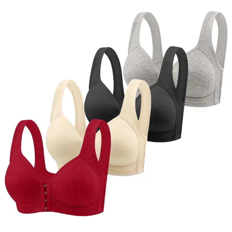 Fallsweet seamless front-closure bralette set; wire-free full-coverage, 6-color pack
