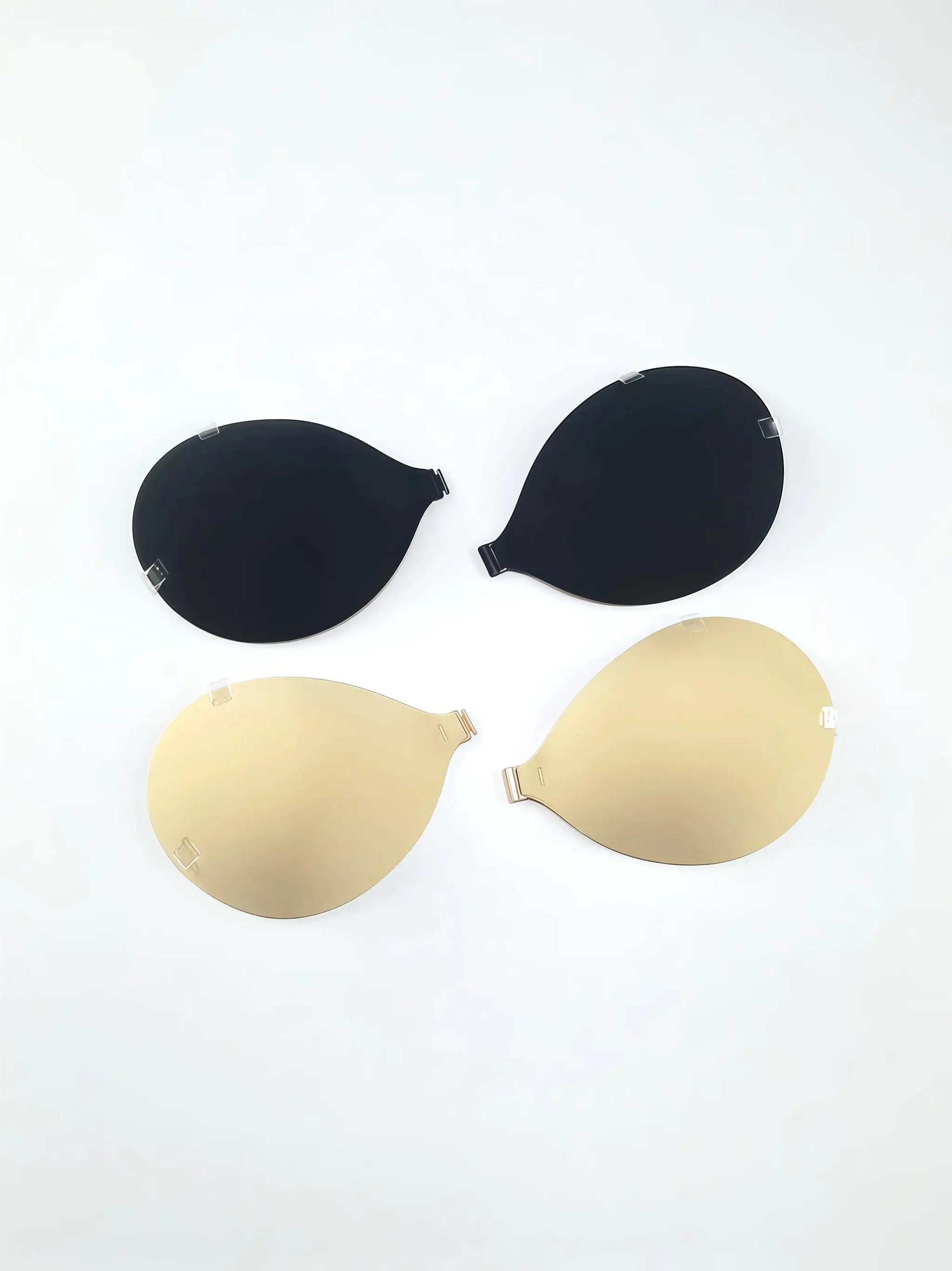 Invisible stick-on lift bra by Simples Market, strapless and seamless push-up, 4-pack in black and beige