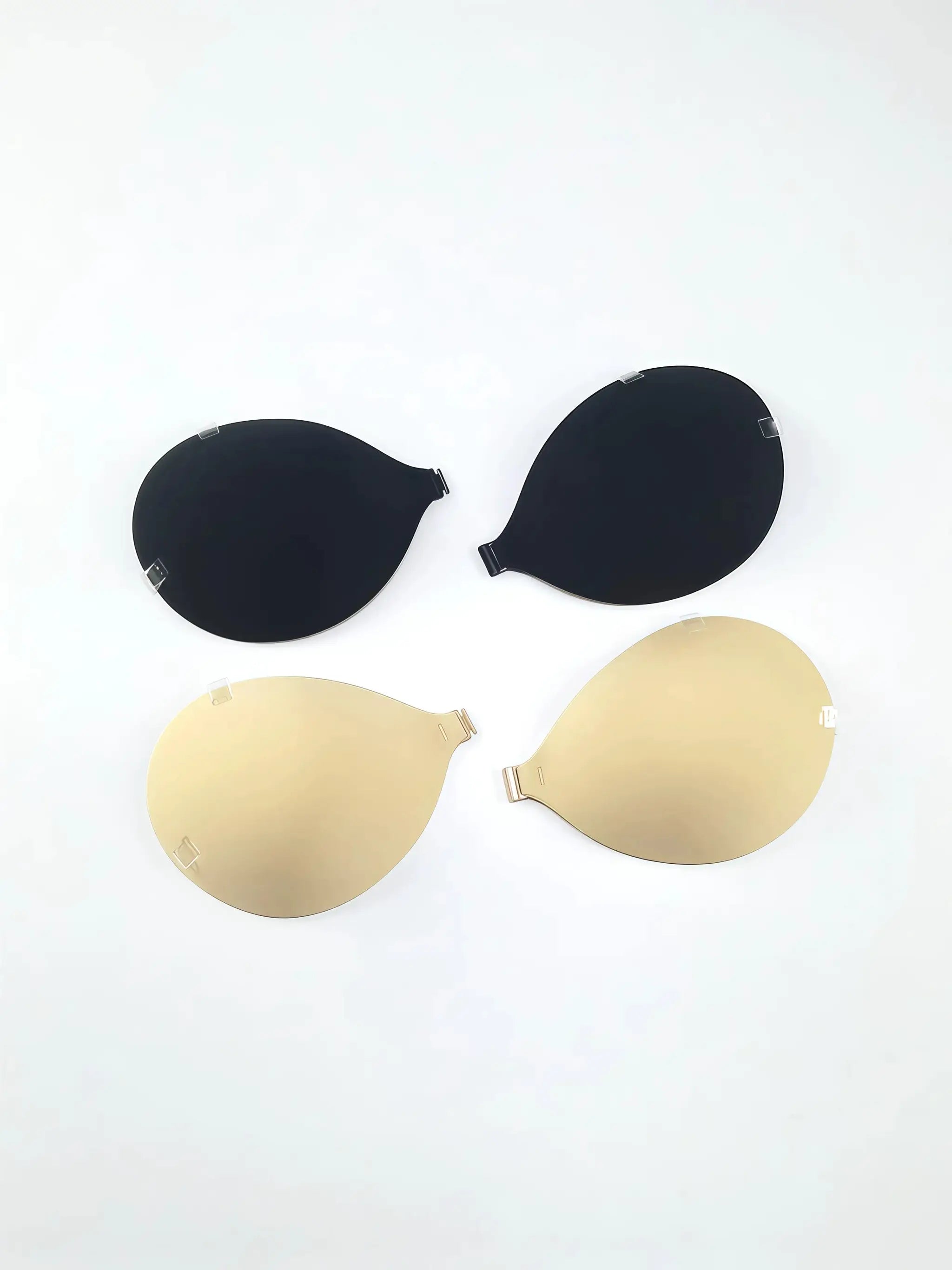 Invisible stick-on lift bra by Simples Market, strapless and seamless push-up, 4-pack in black and beige