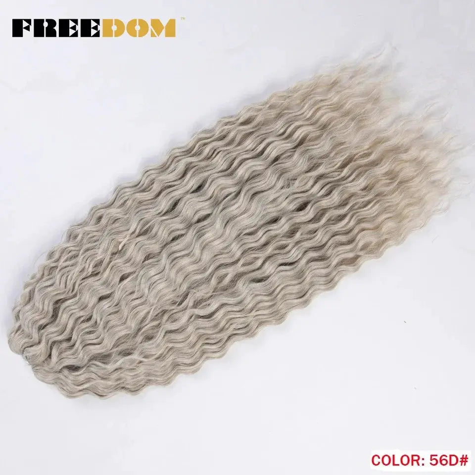 Ariel synthetic twist crochet hair extensions, 22in, 300g, water-wave ombre blonde; Freedom logo.