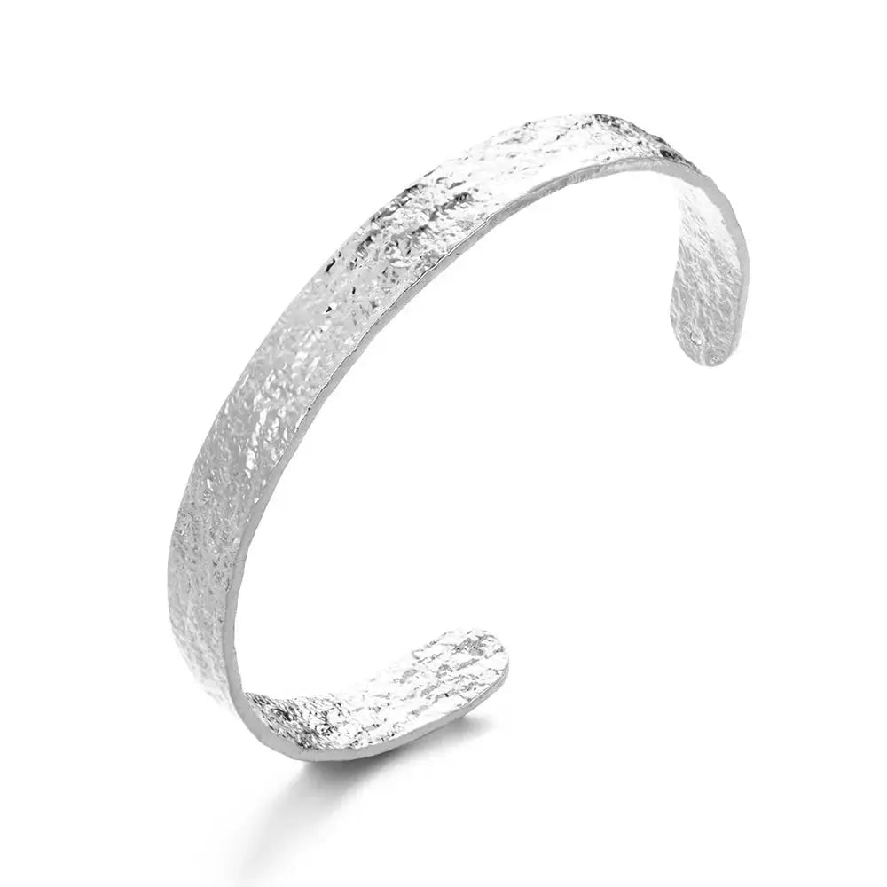 Exquisite Classic Bump Pattern Open Bangle Cuff Bracelet For Women Gold Color Stainless Steel Hand Ornament Gift