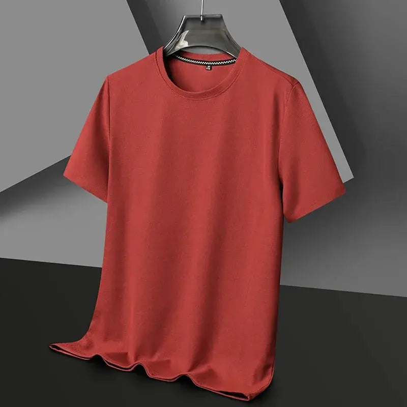New Summer Waffle Round Neck Short Sleeve T Shirt For Men Comfortable Breathable Everyday Top
