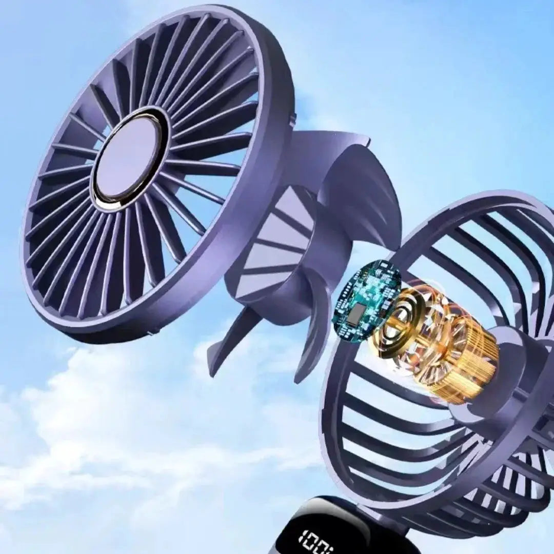 Portable Handheld Rechargeable Fan With LED Digital Display 90 Degree Adjustable 5 Speed Aromatherapy Mini